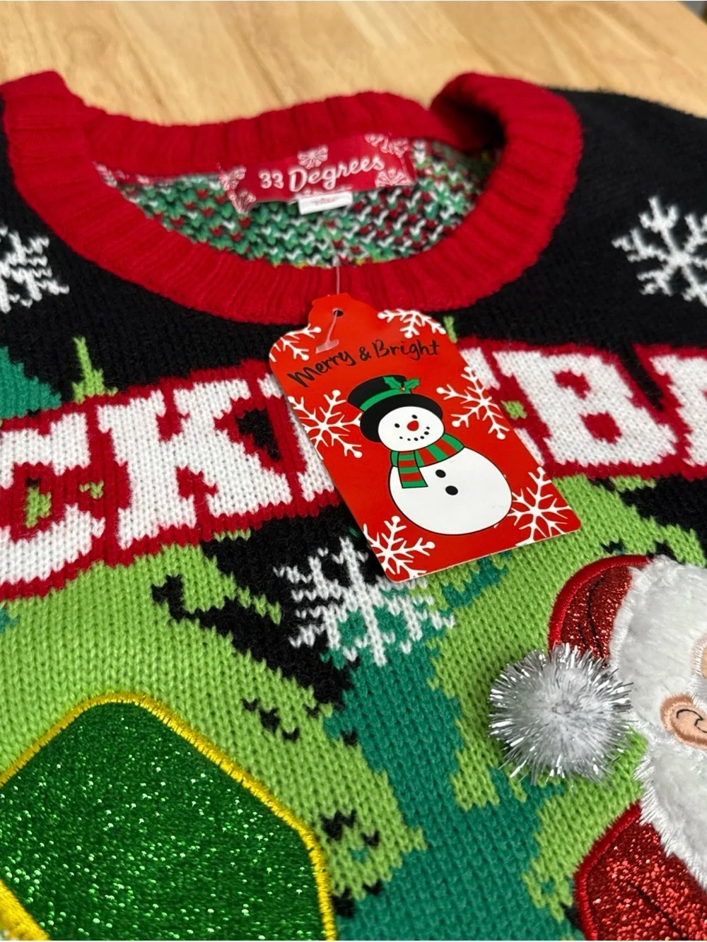 33 Degrees Men’s Christmas Pickleball Championship Party Sweater Size L NEW $48